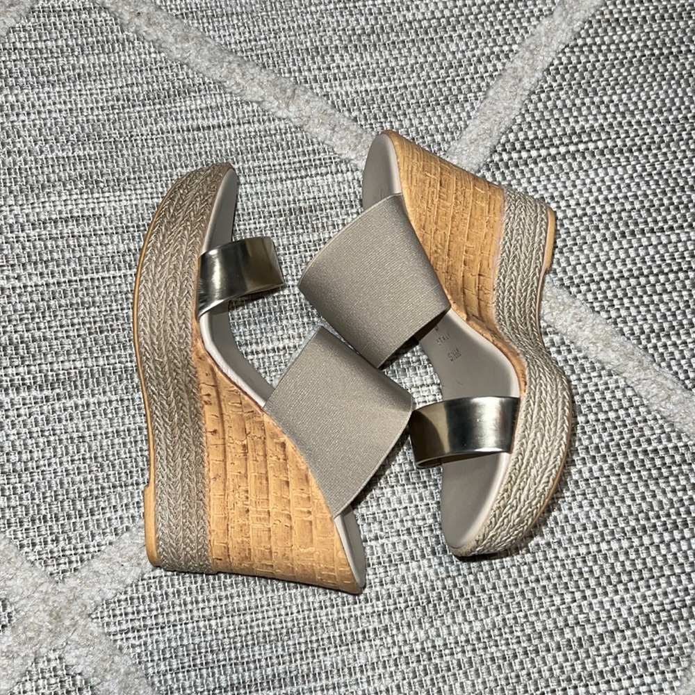 Gold and tan wedges